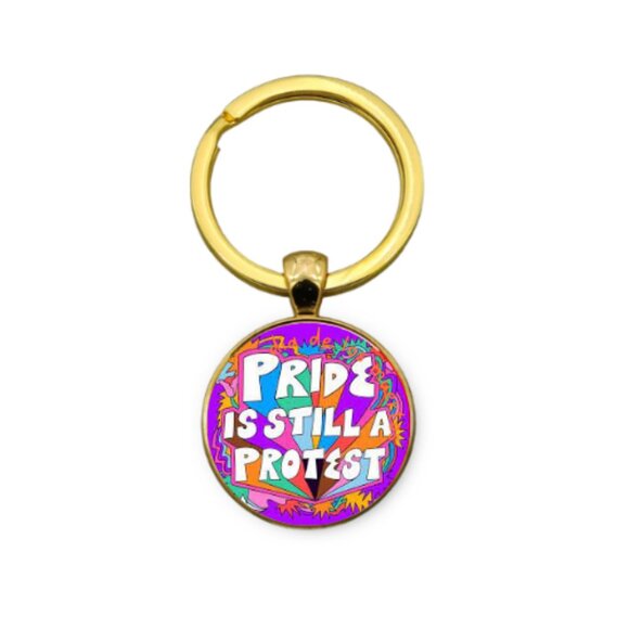 PRIDE IS STILL A PROTEST CUSTOM KEY RING - Picture 2 of 5